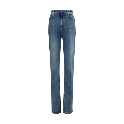 Balenciaga Blue Cotton High-Waisted Jeans