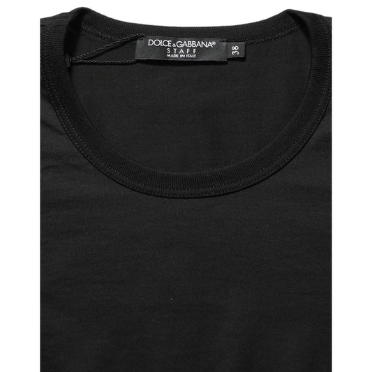 Dolce & Gabbana Black Cotton Round Neck Short Sleeve T-shirt