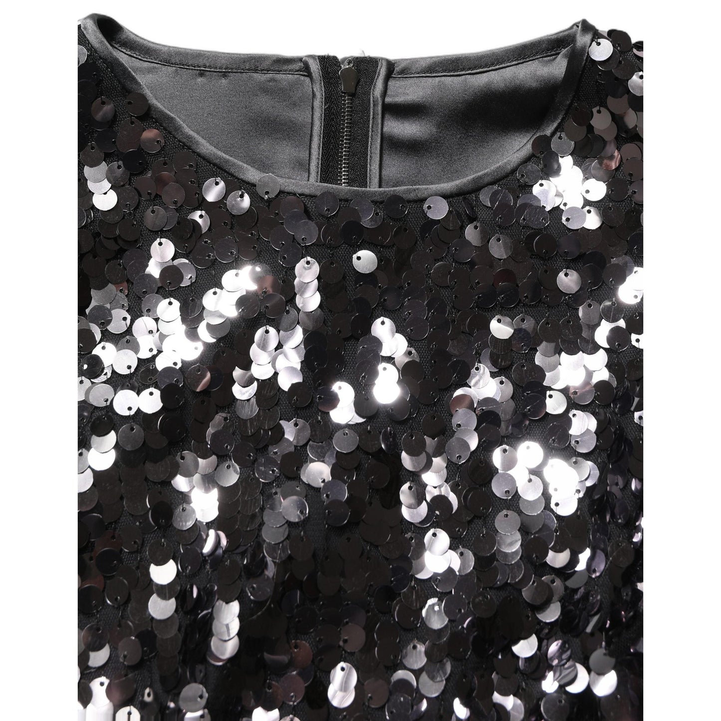 Dolce & Gabbana Black Sequined Long Sleeves Crop Blouse Top