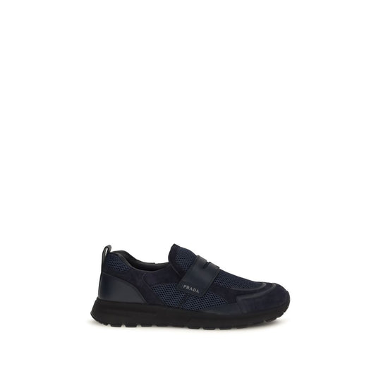 Prada Blue Calf Leather Bos Taurus Athletic Sneakers