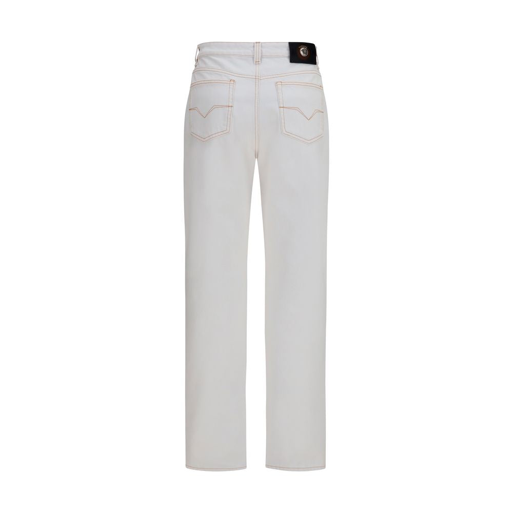 Versace White Cotton High-Waisted Jeans