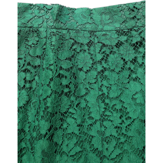 Dolce & Gabbana Green Lace High Waist Mermaid Midi Skirt