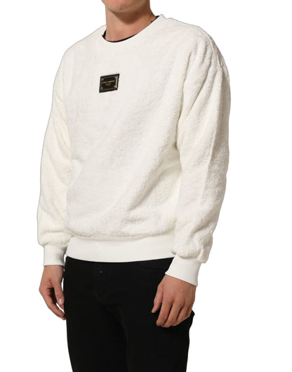 Dolce & Gabbana White LogoPlaque CrewNeck Sweatshirt Sweater