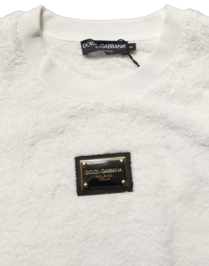 Dolce & Gabbana White LogoPlaque CrewNeck Sweatshirt Sweater
