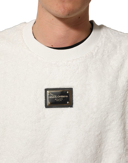 Dolce & Gabbana White LogoPlaque CrewNeck Sweatshirt Sweater