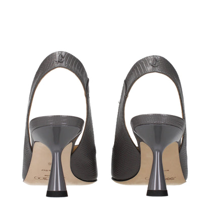 Jimmy Choo Gray Leather High Heel Pumps