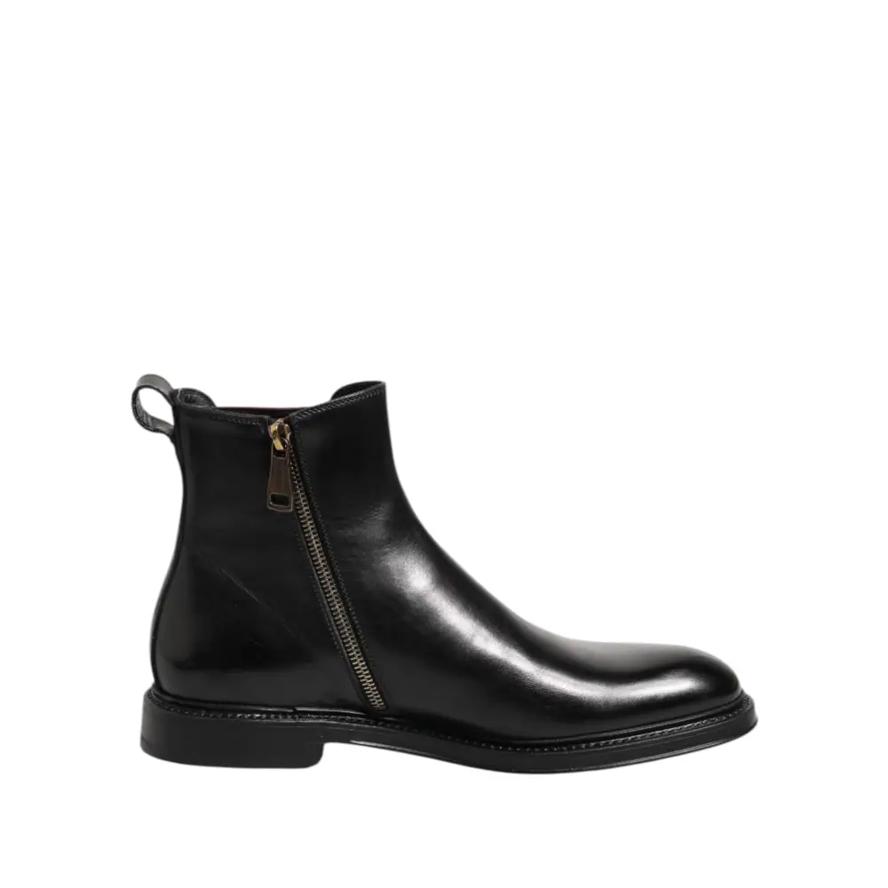 Dolce & Gabbana gabbana black chelsea støvle med lynlås og pull tab bagpå