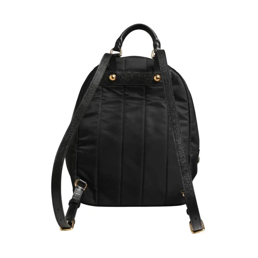 Dolce & Gabbana Vulcano black nylon quilted backpack med guld hardware