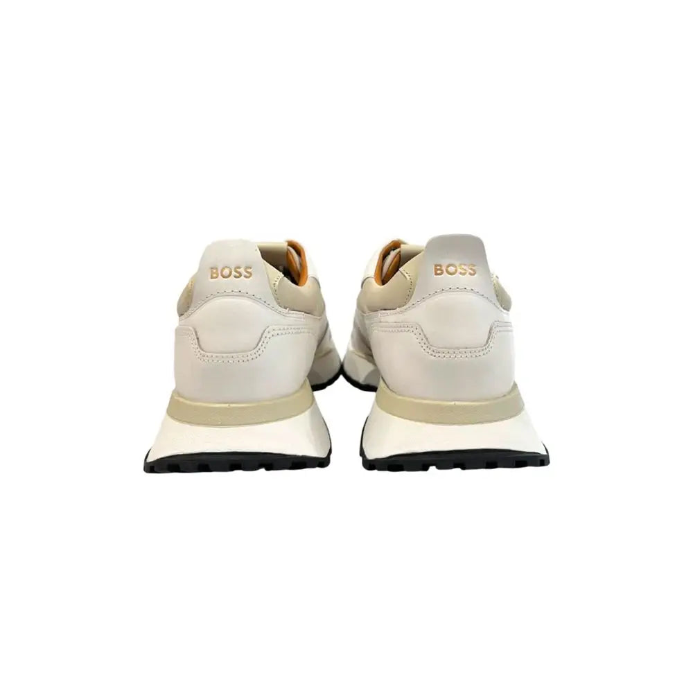 Hugo boss white boss-mærkede creme sneakers bagside