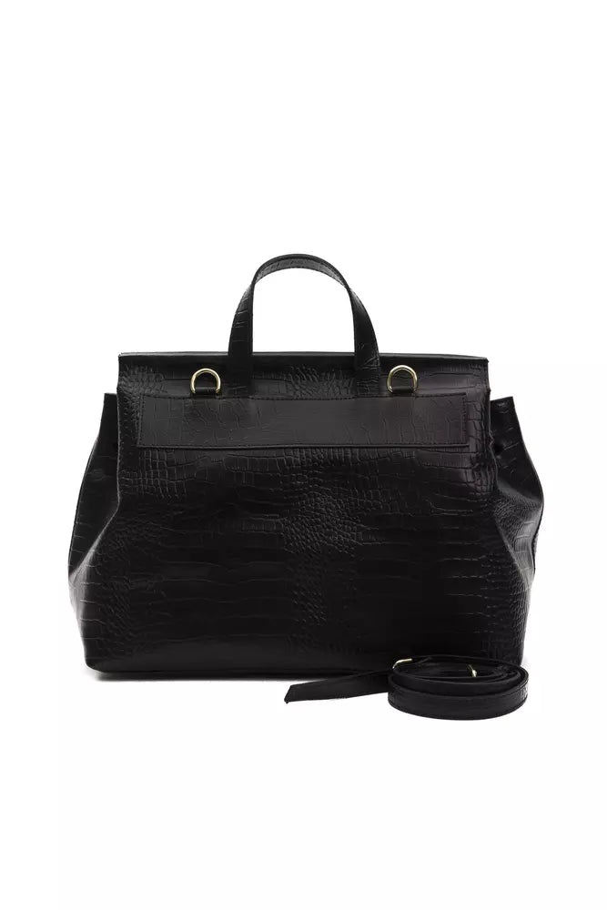 Pompei Donatella Black Leather Women Shoulder Bag