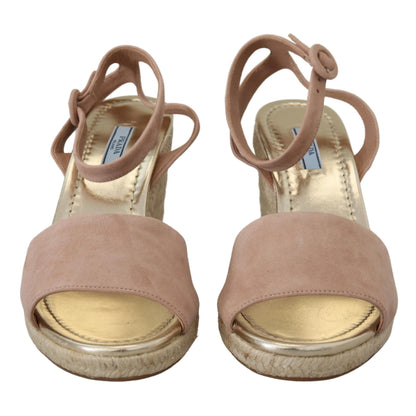 Prada Pink Suede Leather Ankle Strap Sandals