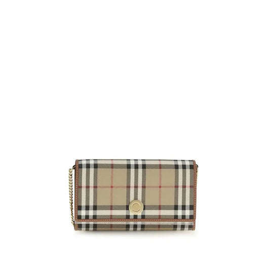 Burberry beige polyethylene clutch i beige-sort-hvid-rød tern med guldknap