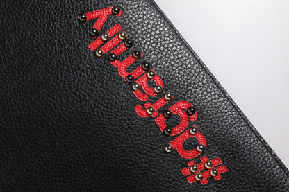 Dolce & Gabbana Black #DGFamily Embellished Leather Clutch Bag