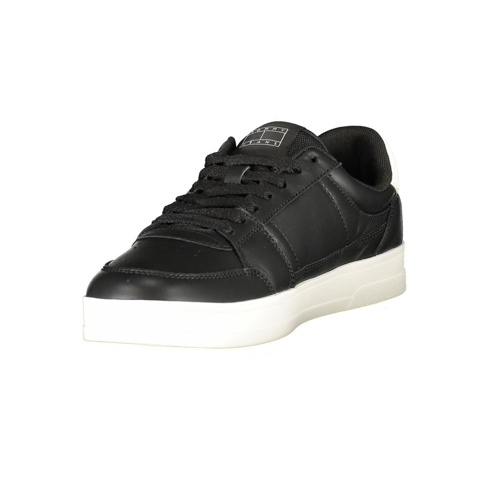Tommy Hilfiger Black Leather Men Sneakers