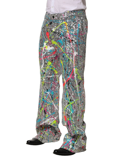 Dolce & Gabbana Multicolor Sequined Embellished Pants