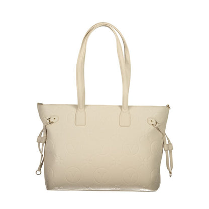 Mario Valentino Beige Polyurethane Women's Bag with Adjustable Straps