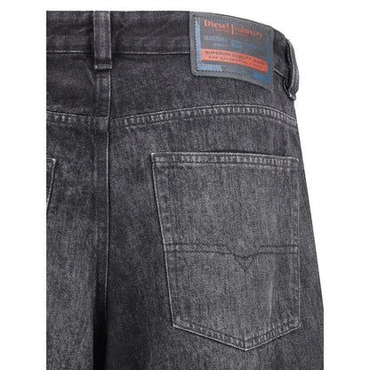 Diesel sorte bomuldsjeans med faded distressed finish og label