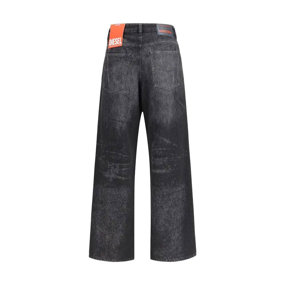Diesel sorte bomuldsjeans med distressed look og orange label