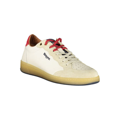 Blauer White Leather Men Sneakers