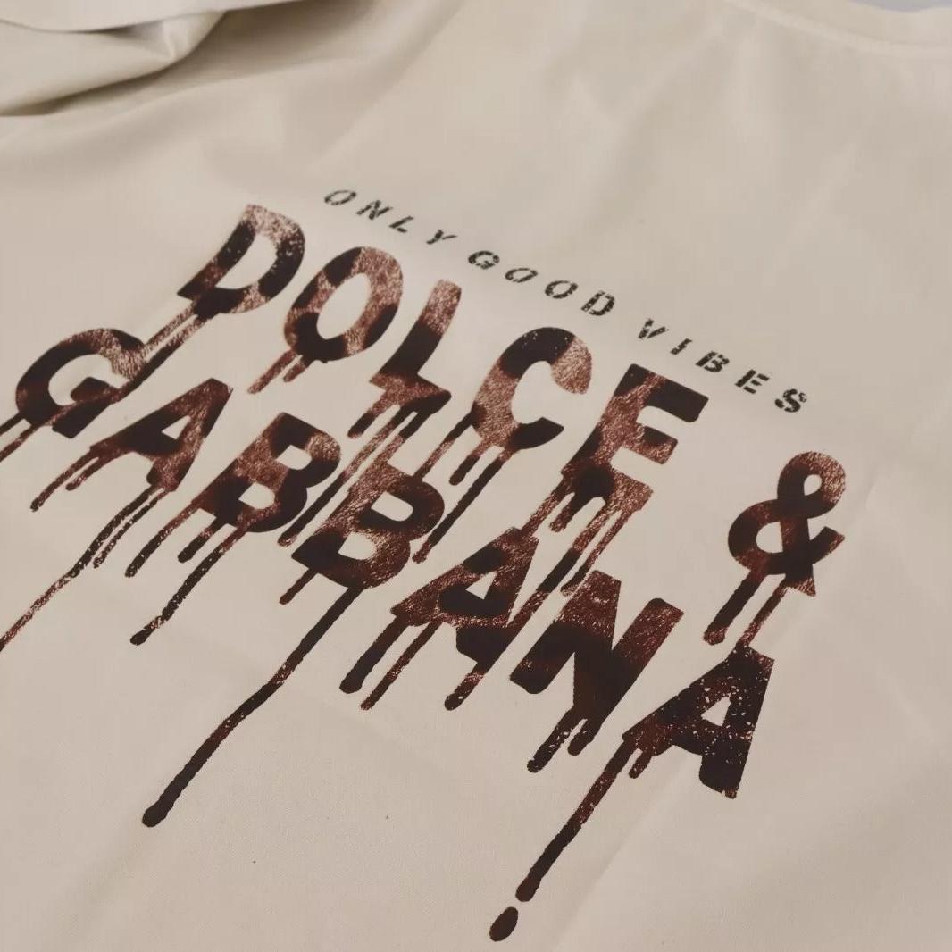 Dolce & Gabbana Ivory Cotton Ivory Printed Crewneck