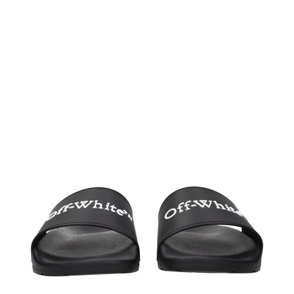 Off-White Black Cotton Slippers Sandals