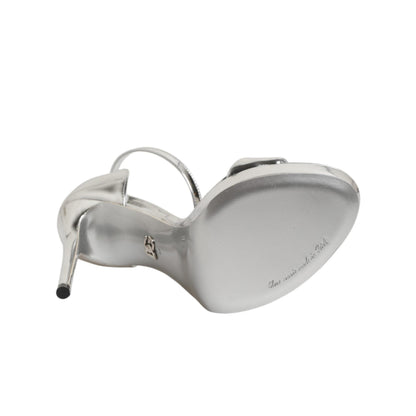 Dolce & Gabbana Silver Leather Platform Keira Sandals Shoes