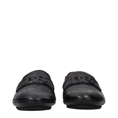 Dolce & Gabbana Black Leather Slip-On Loafers