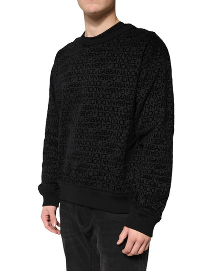 Dolce & Gabbana Black Monogram Crew Neck Sweatshirt Sweater