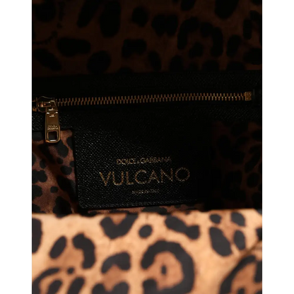 Dolce & Gabbana Vulcano black nylon backpack med guldtryk