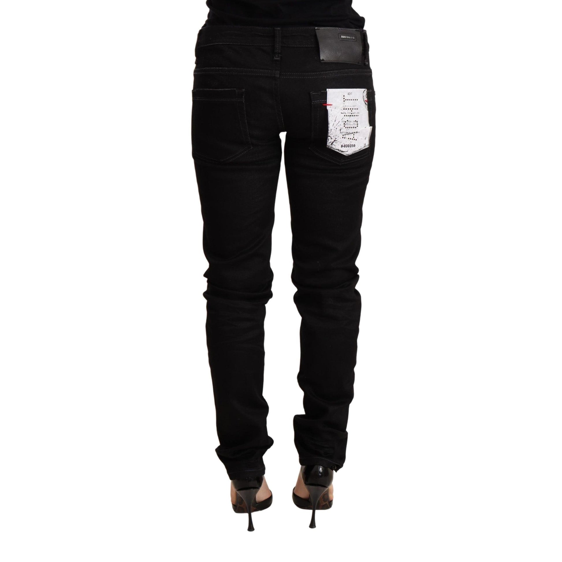 Acht Black Low Waist Skinny Denim Cotton Trouser
