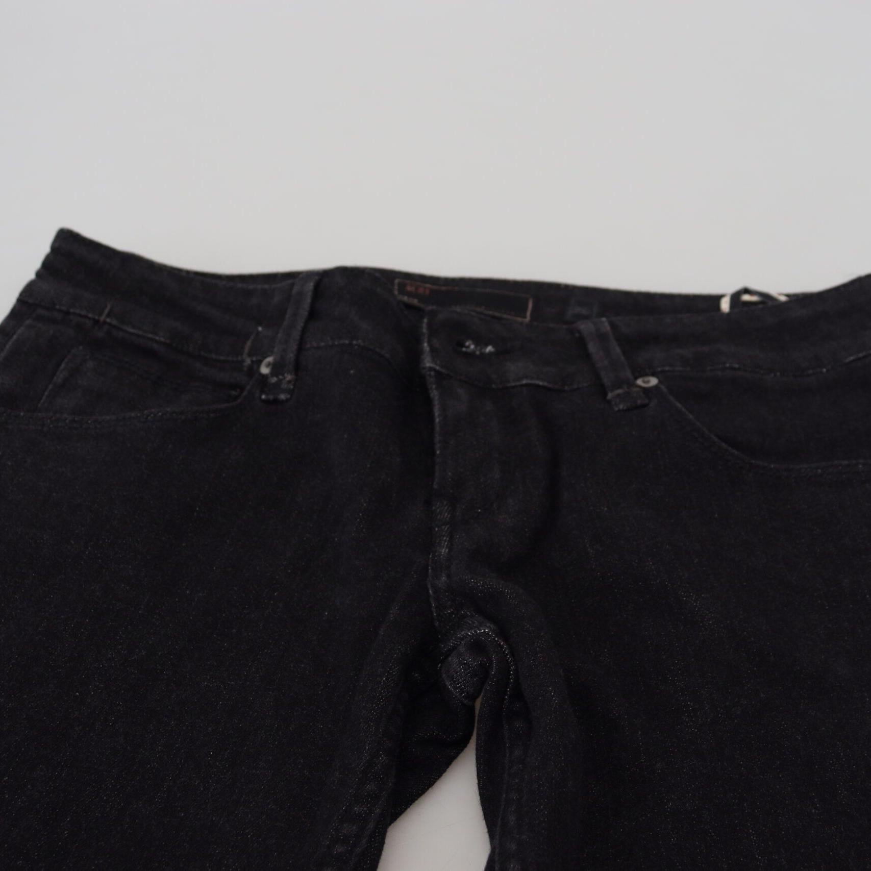Acht Black Low Waist Slim Fit Cotton Denim Jeans