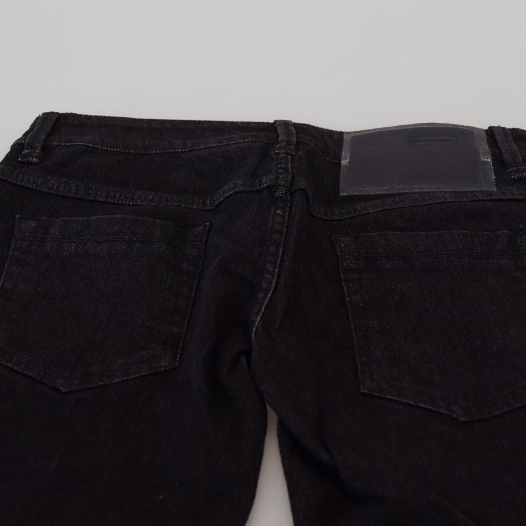 Acht Black Low Waist Slim Fit Cotton Denim Jeans
