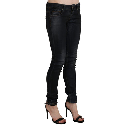Acht Black Washed Low Waist Skinny Denim Jeans
