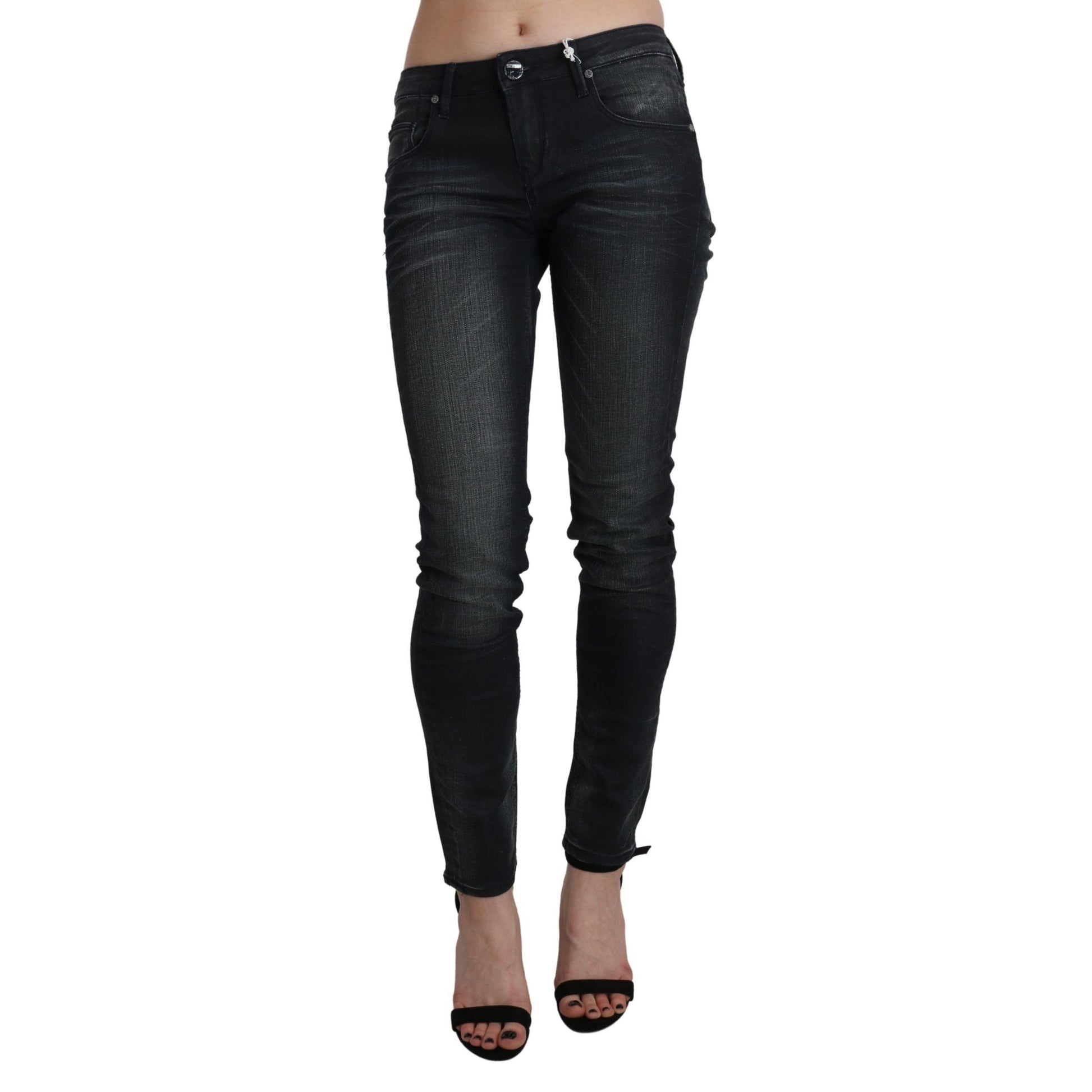 Acht Black Washed Low Waist Skinny Denim Trouser