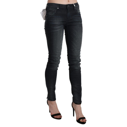Acht Black Washed Low Waist Skinny Denim Trouser