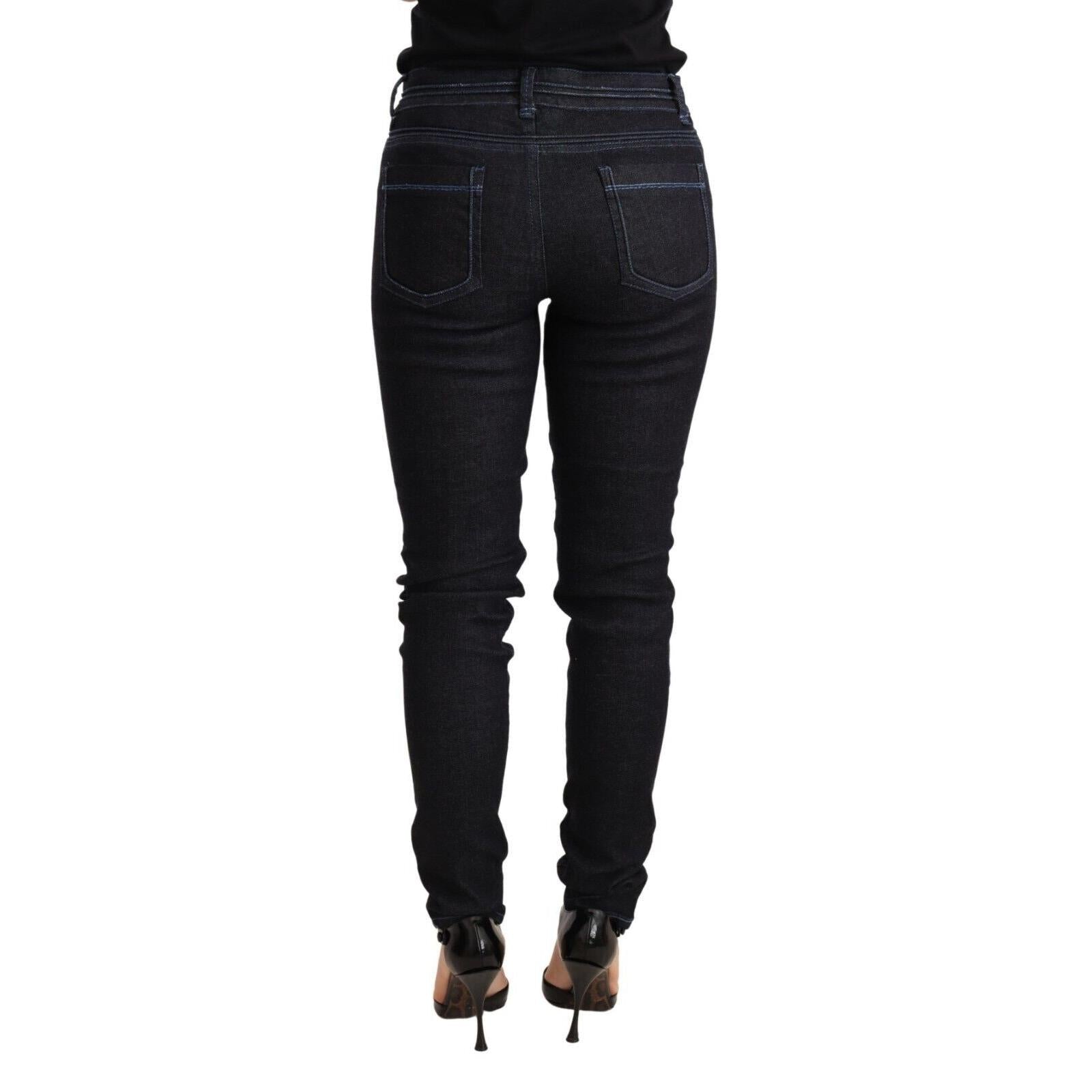 Acht Blue Cotton Low Waist Slim Fit Denim Women Trouser Jeans