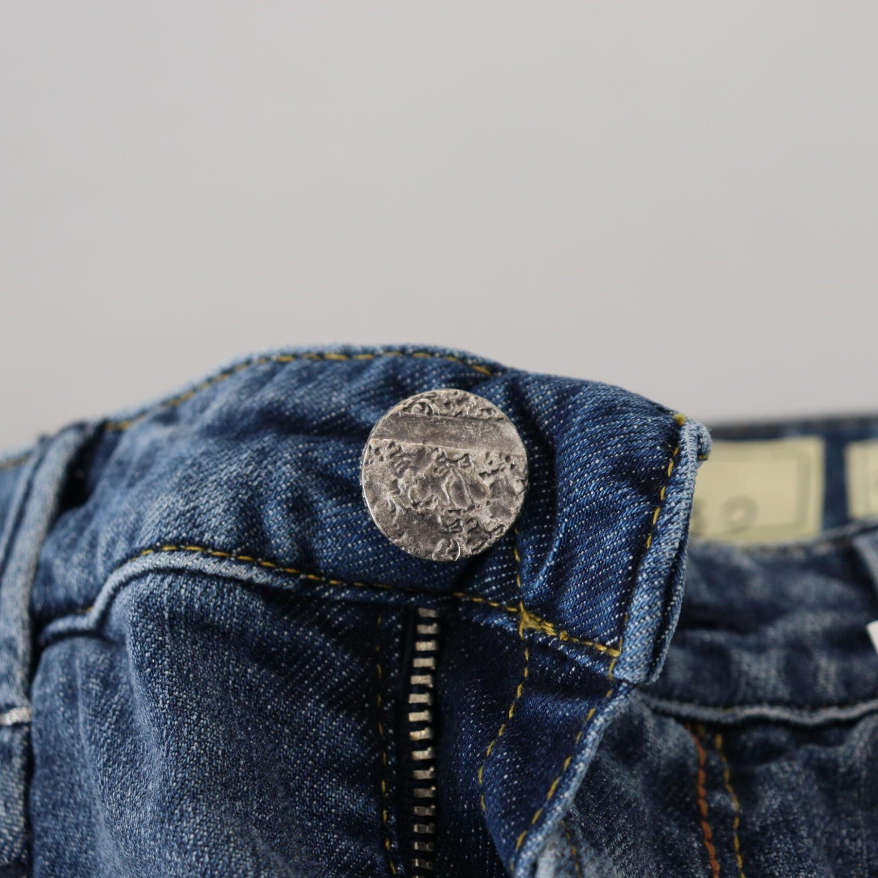 Acht Blue Washed Cotton Low Waist Women Casual Jeans