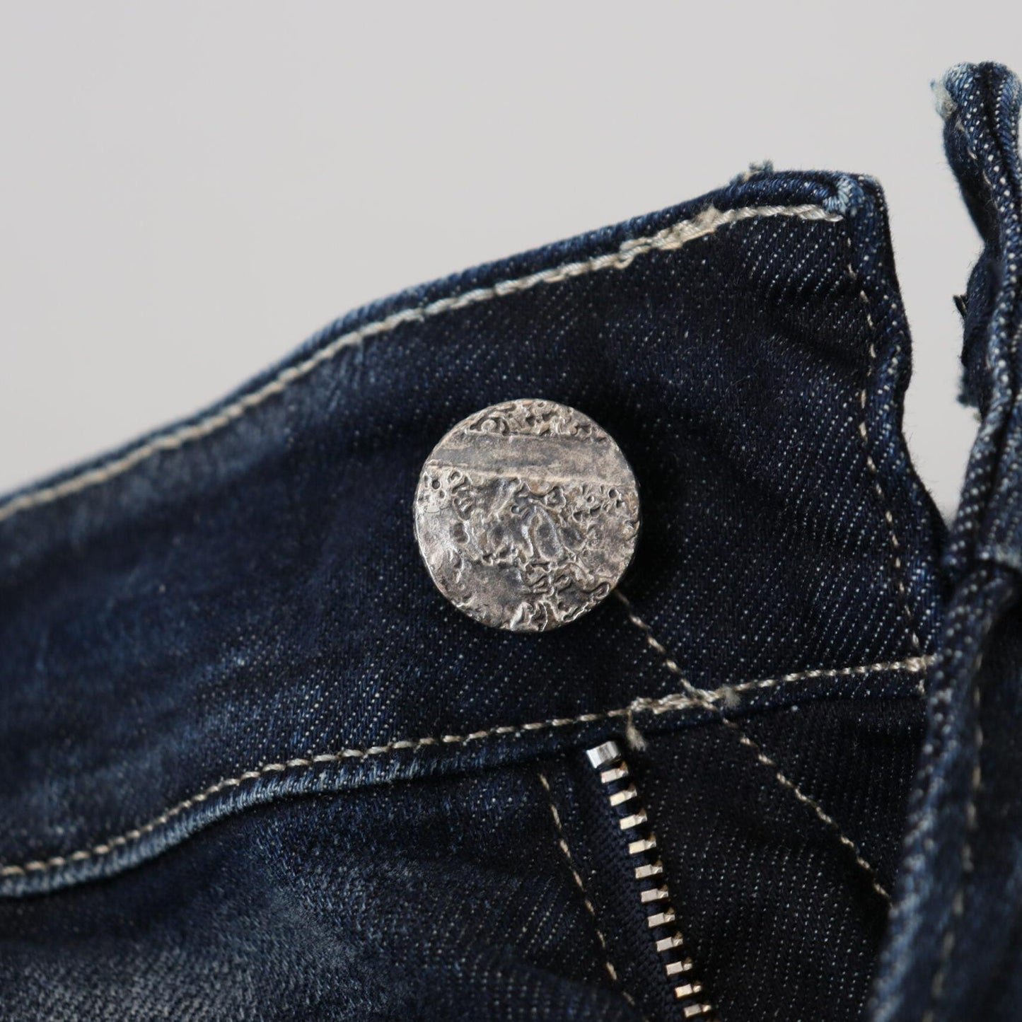 Acht Blue Washed Cotton Slim Fit Women Denim Jeans