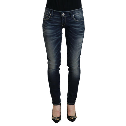Acht Blue Washed Cotton Slim Fit Women Denim Jeans