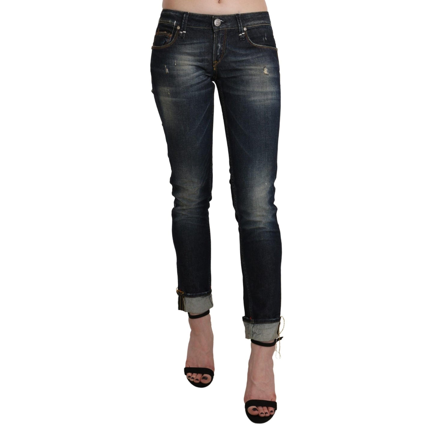 Acht Blue Washed Low Waist Skinny Cropped Denim Pant