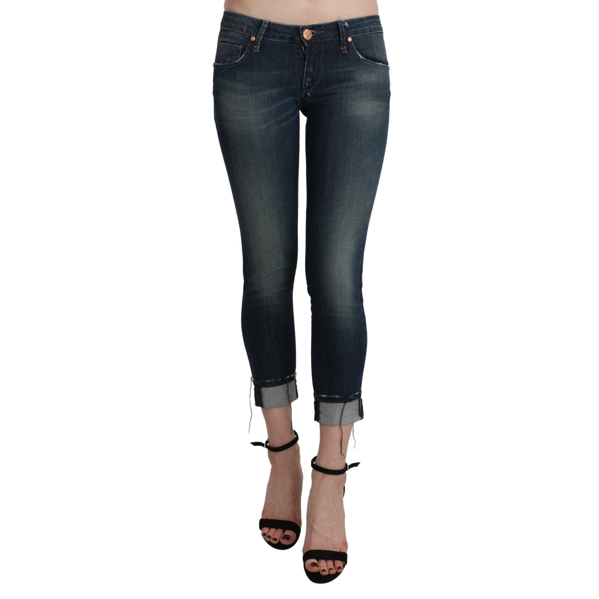 Acht Blue Washed Low Waist Skinny Cropped Denim pant