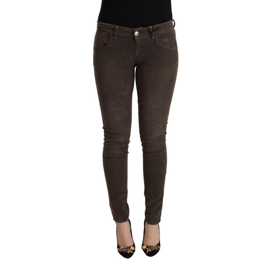 Acht Brown Cotton Slim Fit Denim Low Waist Jeans