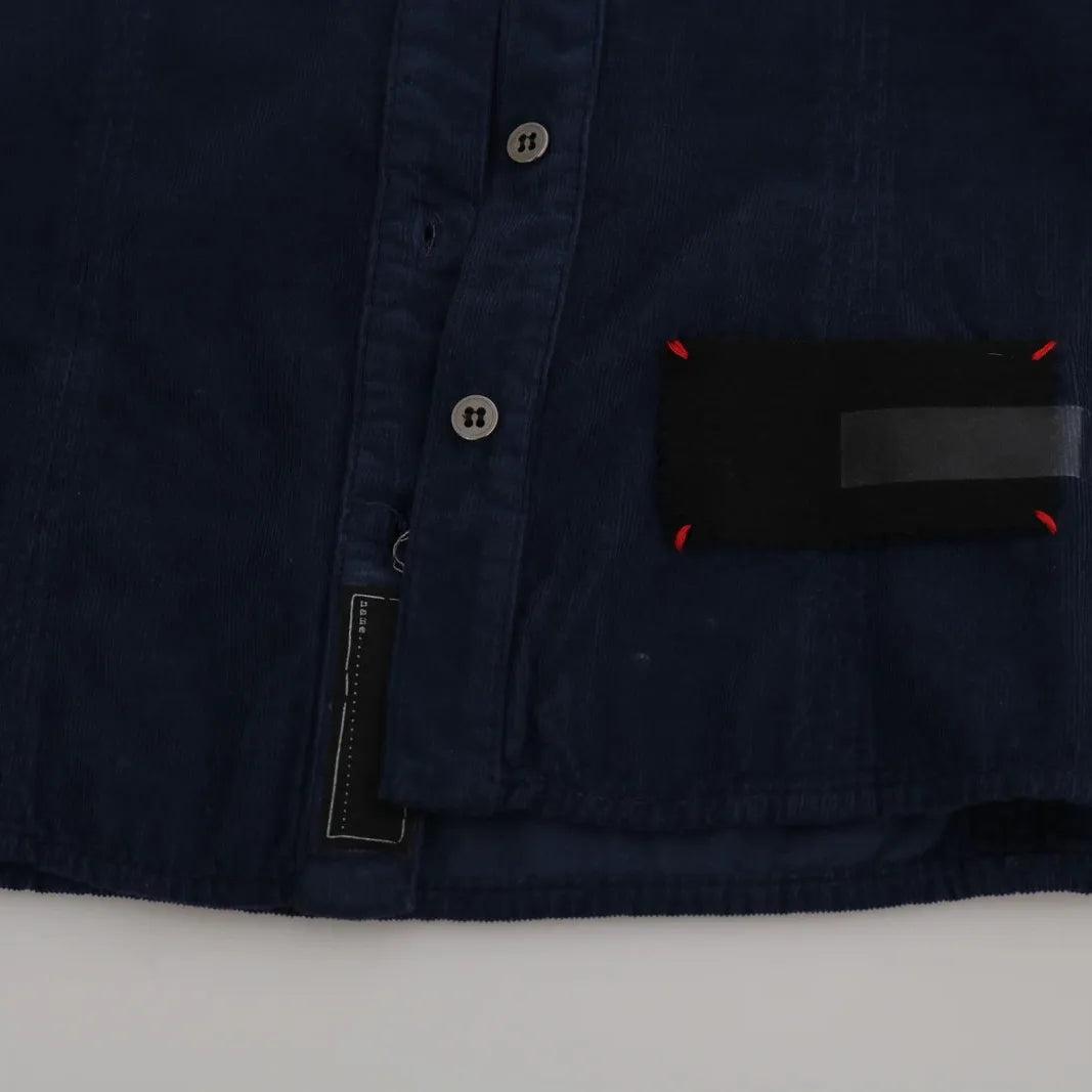 Acht Cotton Blue Corduroy Long Sleeves Shirt Top Blouse