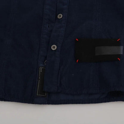 Acht Cotton Blue Corduroy Long Sleeves Shirt Top Blouse