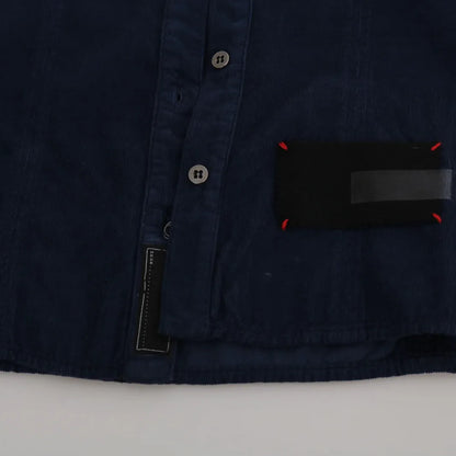 Acht Cotton Blue Corduroy Long Sleeves Shirt Top Blouse