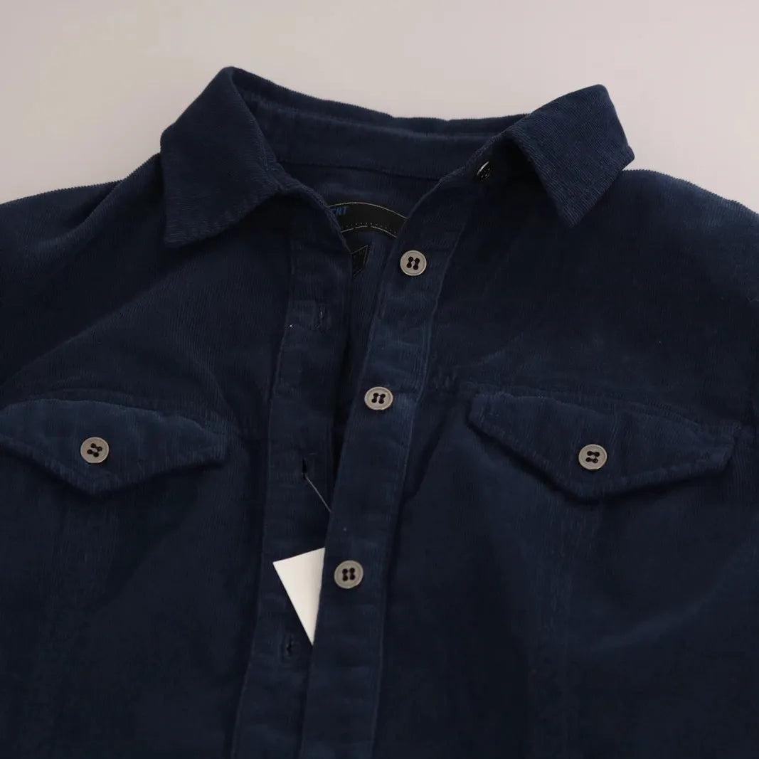 Acht Cotton Blue Corduroy Long Sleeves Shirt Top Blouse