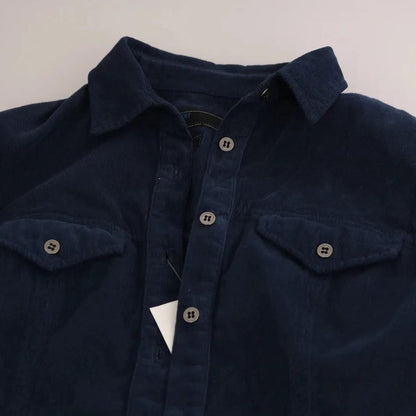 Acht Cotton Blue Corduroy Long Sleeves Shirt Top Blouse