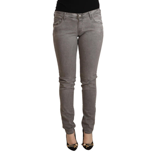 Acht Gray Cotton Low Waist Skinny Push Up Denim Jeans