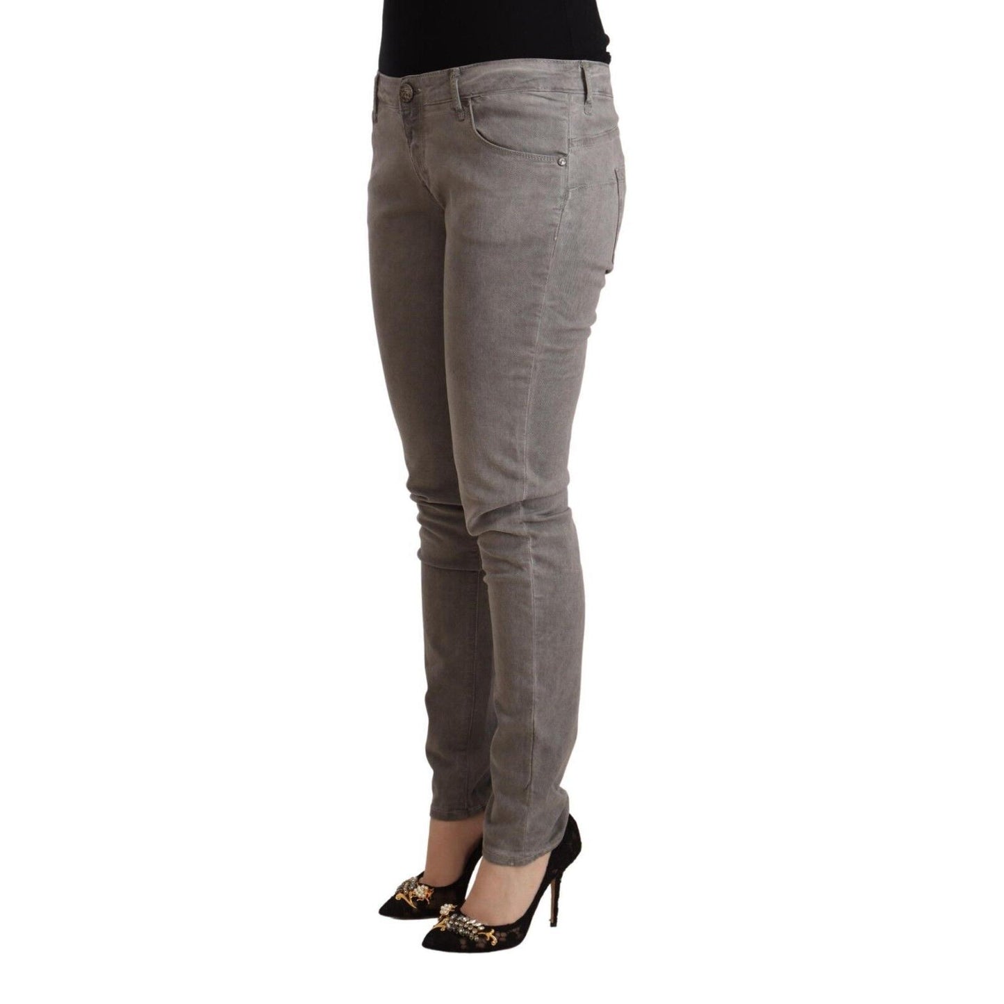 Acht Light Gray Washed Cotton Slim Fit Denim Jeans