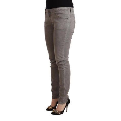 Acht Light Gray Washed Cotton Slim Fit Denim Jeans